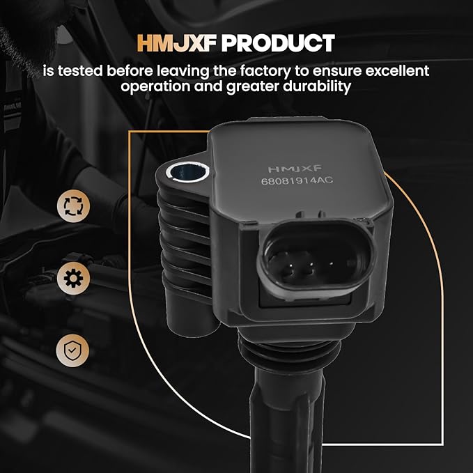 Set of 4 Ignition Coil Packs UF673 Compatible with Dodge Dart 2013-2016 Fiat 500 2012-2017 Replaces 68081914AC 68081914AA - 1.4L L4 Engines