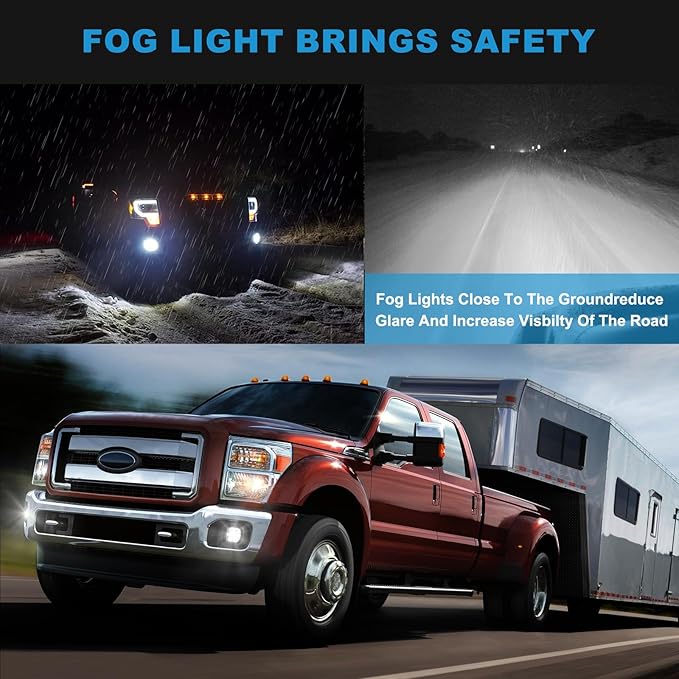 LED Fog Lights for Ford 2011-2016 F250/F350/F450/F550 Super Duty, Bumper Driving LED Fog Lamp Assembly Replacement FogLight Kit, DOT Certified(1 Pair)