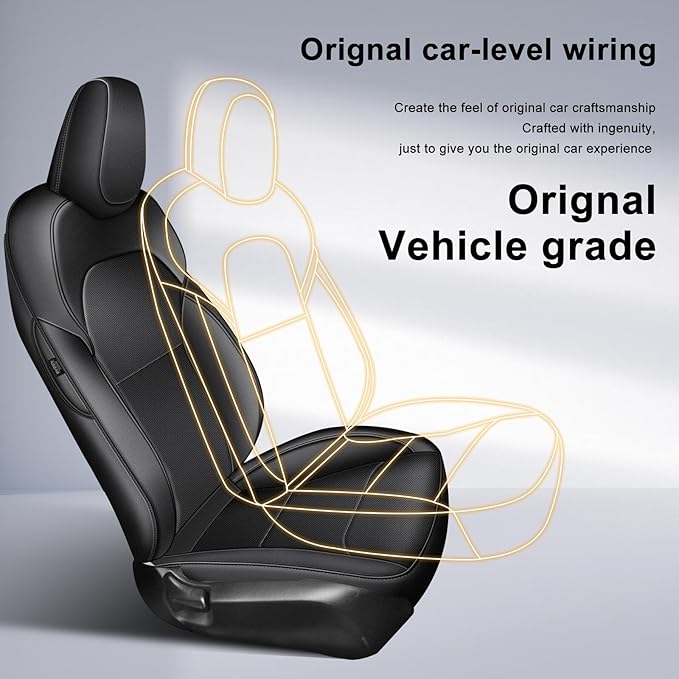 AOMSAZTO Car Seat Cover Fit for Tesla Model 3 2024 2025 (Not for Performance) - Full Set Black Seat Covers(with Armrest Cover)