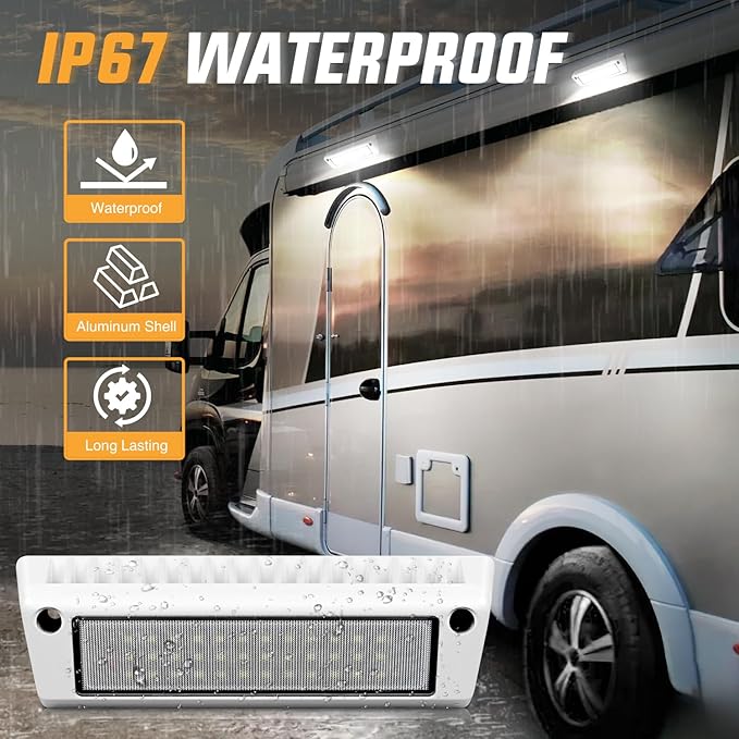 Nilight RV Exterior Light 2PCS 9 Inch Porch Lights Flood Beam 12V 24V LED Scene Cargo Lighting White Aluminum Housing for RVs Trailers Travel Campers 5th Wheels Motorhome SUV Truck