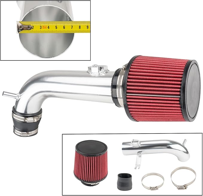 PHILTOP Air intake kit, Cold Air Intake Black Tube for 2013-2018 Altima DRSS-5117 Polished Aluminum Cold Air Intake System