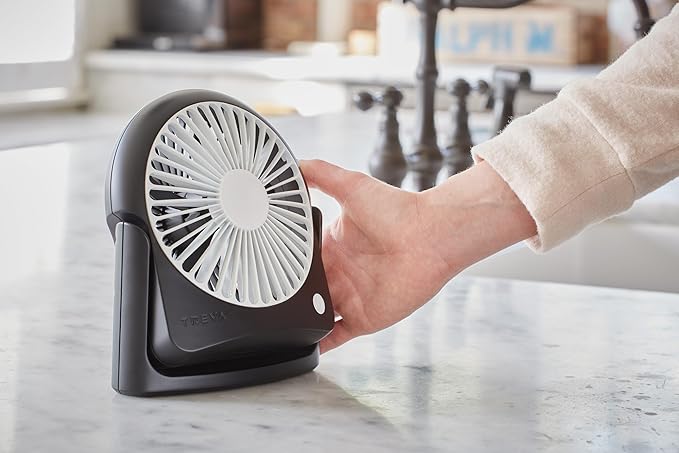 Treva 5 Inch Rechargeable Powered Clip Fan 3 Speed Slim and Portable Indoor and Outdoor Cooling Multi-Directional