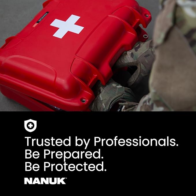 NANUK 915 Waterproof First Aid Box Empty – Durable, Medical First Aid Organizer Case, IP67-Rated, Dustproof, Impact-Resistant, and Floats (13.8" x 9.3" x 6.2") – Red