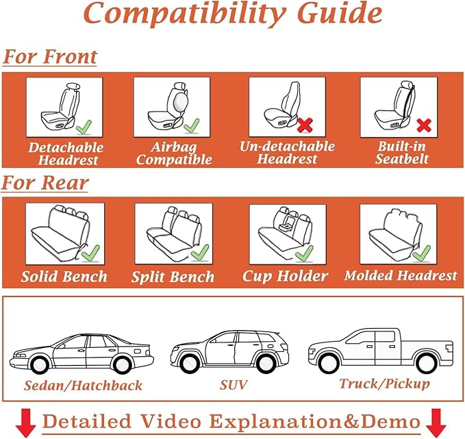 Car Seat Covers for Honda Civic 2003-2026, Full Set Premium Leather Waterproof Breathable Anti-Slip Seat Covers Protection with Airbag Safe Design(Beige, Standard)