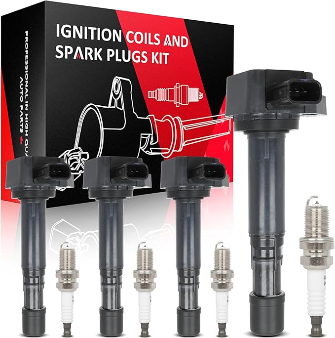 ECCPP 4 ignition coils with 4 iridium Spark Plugs,UF400,coils packs,for Honda,for Odyssey 3.5L 1999-2010,for Honda,for Accord 3.0L 2000-2007,for Acura TL 3.5L 2007-2008,UF400 C1460,C1576,E420