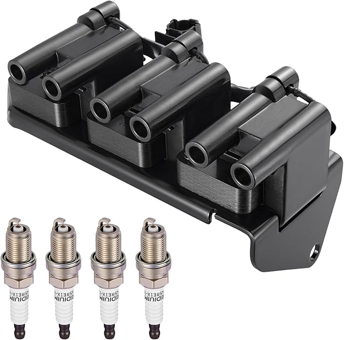 1-Pack UF284 Ignition Coils & 6-Pack 5464 Spark Plugs Compatible with Hyundai Sonata 1999-2001 Compatible with Kia Optima 2001-2005, Magentis 2002-2006, V6 2.5L 2.7L - Replaces C1227 UF337