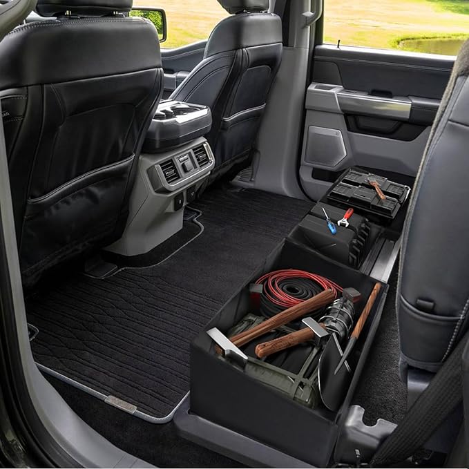 Under Seat Storage Bag Fit for Chevy Silverado/GMC Sierra 14-18 Light Duty Crew Cab & 15-19 Heavy Duty Crew Cab Tool Organizer Box Truck Crew Cab