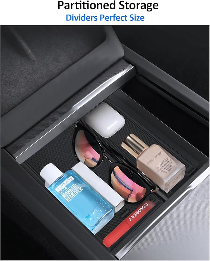7PCS for Tesla Center Console Organizer Model Y Refreshed Juniper Accessories 2025 2026 Armrest Tray Cup Holder Center Lower Organizer Armrest Lower Organizer Hidden Compartment Storage