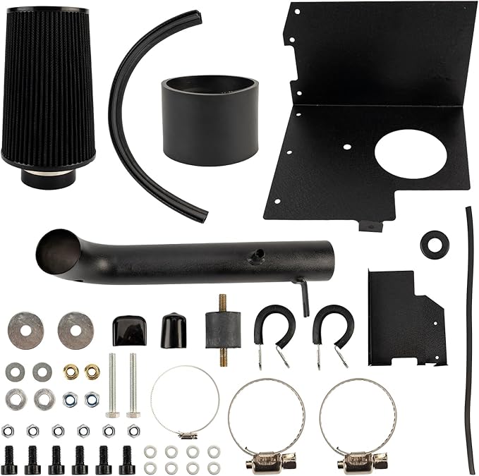 PHILTOP Cold Air Intake Black Tube + Heat Shield Compatible With Jeep Wrangler 2012-2017, Jeep Wrangler JK 2018, Black