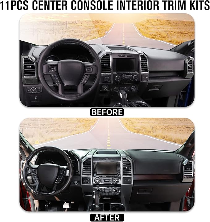 Jimen Compatible with Ford F150 2015-2020, 11PCS Interior Trim Kits - Console Navigation Panel Trim, Dashboard Cover Instrument Panel, Air Vent Panel