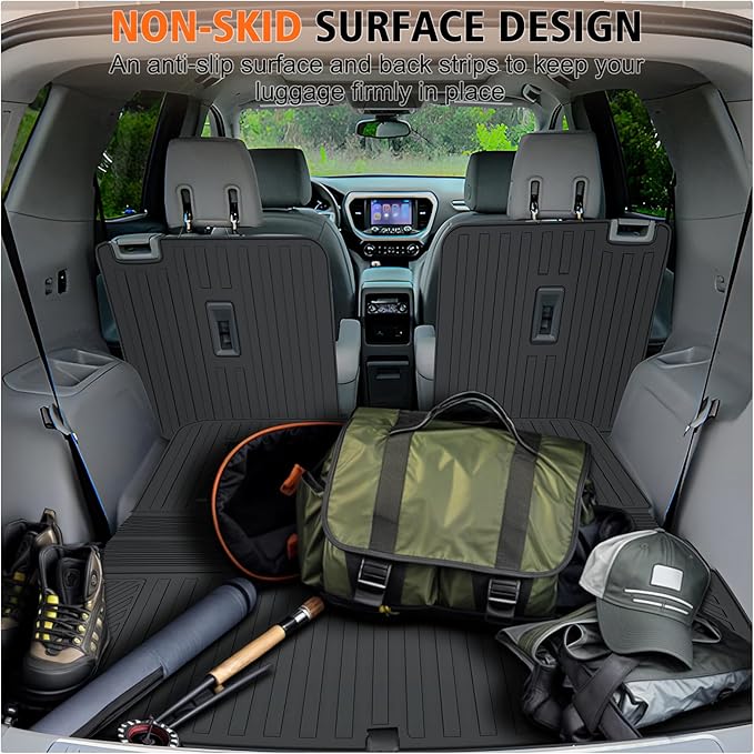 All Weather Car Floor Mats Cargo Liner with Backrest Mat for GMC Acadia 2017-2023 (Only Fit 6 Seats), TPE Rubber Liners Full Set with Door Sill Protectors Automotive Mats for 2023 Acadia Accessories