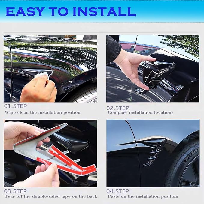 YHCDSEA for 2024 2025 Tesla Model 3 HW4.0 Side Camera Indicator Protection Cover Decoration Accessories fit for Tesla Model 3 with HW4.0 (Matt Black)