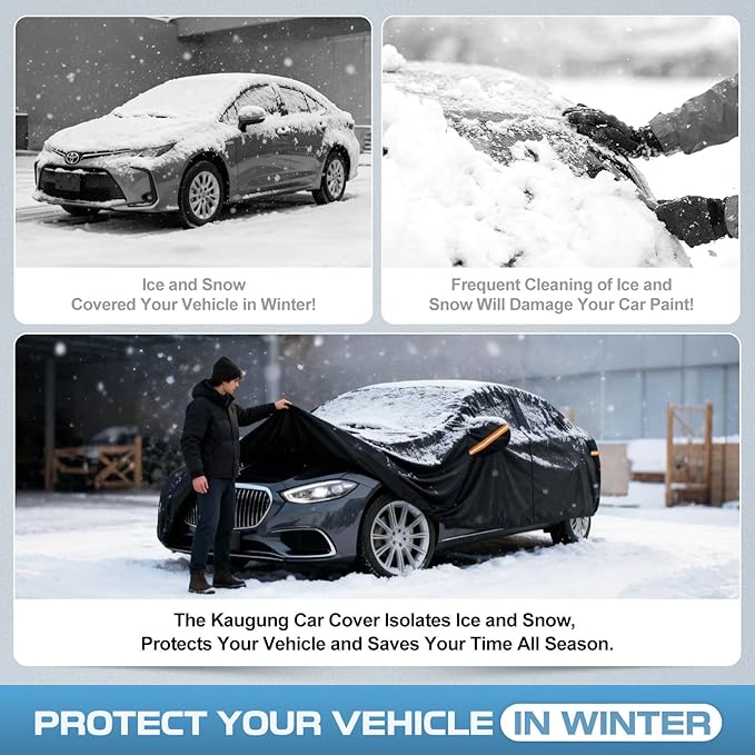 10 Layers Car Cover for Automobiles Waterproof All Weather, Full Exterior Cover with Repair Patches, Winter Rain Sun UV Protection, Fits Honda CRV, BMX X3 etc.