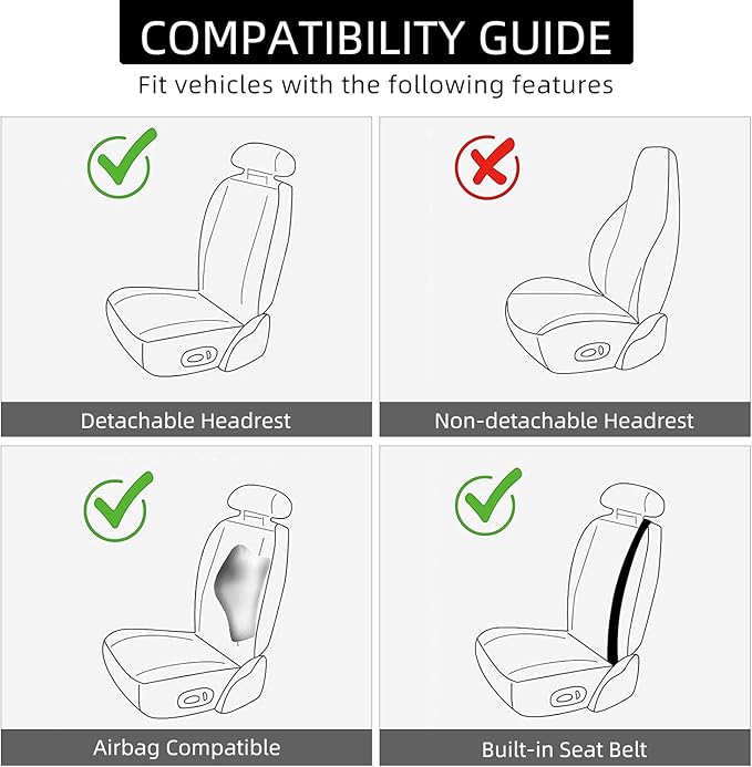 2 Pack Leather Front Car Seat Covers, Universal Sideless Car Seat Protectors with Storage Pocket and Seat Belt Pads, Waterproof Automotive Seat Cover for Cars Trucks SUV(Black)