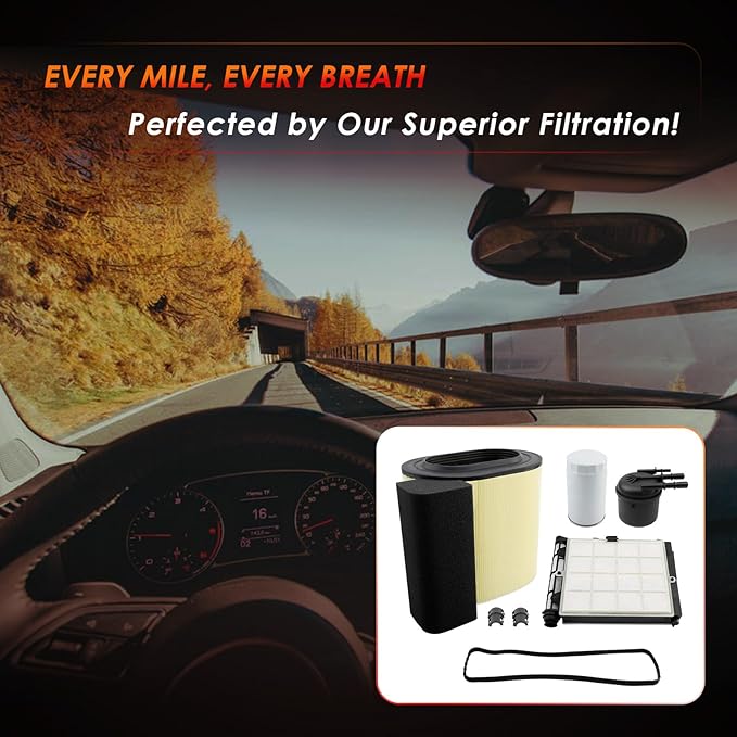 6.7L Powerstroke Diesel Filter Kit, Air Filter, Fuel Filter Element & Oil Filter, Compatible with 2017-2019 Ford F-250, F-350, F-450, F-550 Super Duty V8, Replaces# FA1927, FD-4624, FD-4625, FL2124S