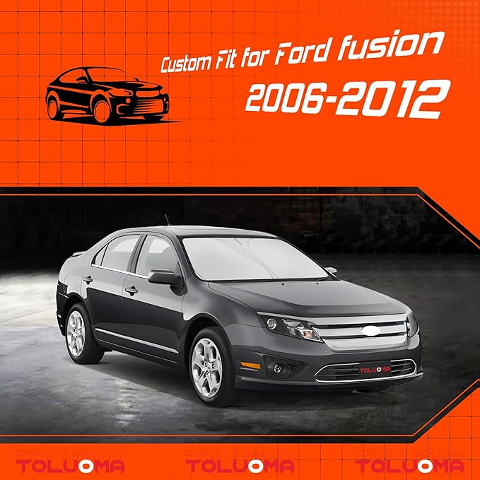 Custom Fit Windshield Sun Shade for Ford Fusion 2006-2012 - Full Coverage, 210T Reflective Fabric, Double-Layer Design - Blocks 99% UV Rays, Keeps Car Cool, Easy to Install and Store
