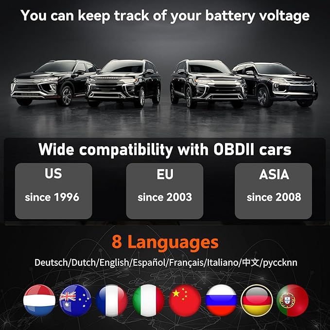 OBD2 Scanner, CGSULIT SC103 Car Code Reader Diagnose Check Engine Light Smog Check DTCs Scan Tool Live Data Stream Voltage Test for Vehicles Since 1996