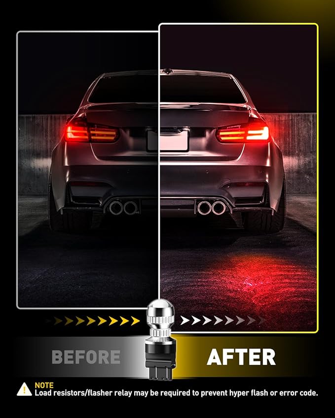 AUXITO T25 3156 3157 LED Strobe Brake Lights Bulbs, Red Flashing Stop Light, Super Bright 3056 3057 3047 3155 3457 4057 4117 4157 Flashing Strobe Blinking LED Tail Light Bulbs, Pack of 2