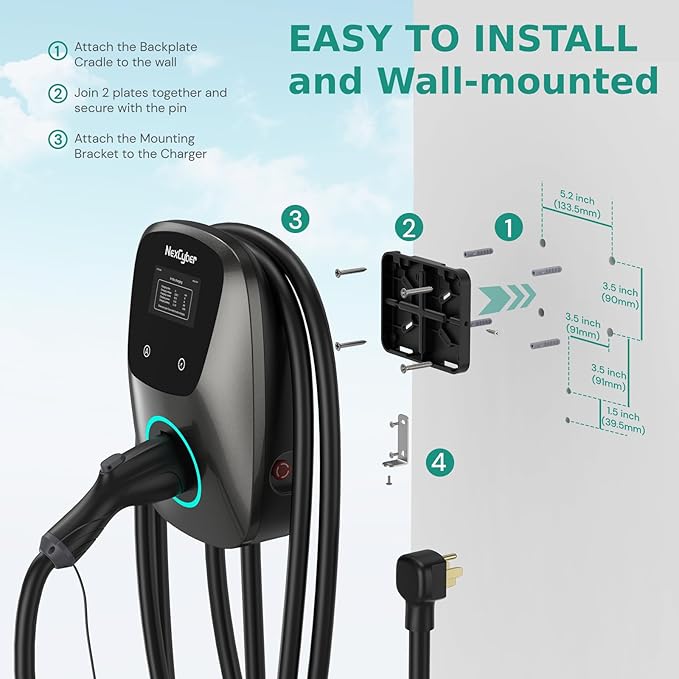 Level 2 EV Charger(WiFi APP/Plug-Play), 40Amp, 25ft Cable ETL Certified, 240V NEMA 14-50p Plug, Home Level 2 EVSE Car Charger w/ J1772 Connector, Electric Vehicle Charging Stations