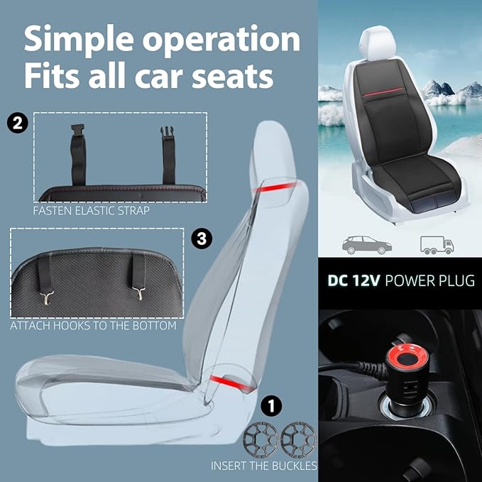 2025 Upgraded Cooling Car Seat Cover with Massage, 12V Cooling Seat Cushion for Summer, 16 Fans 3-in-1 Winter and Ac Ventilated Seat Covers for Truck SUV Car Universal Fit
