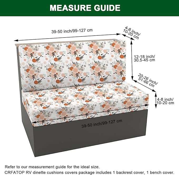 CRFATOP 2 Sets RV Dinette Cushion Covers Printed Camper Cushion Slipcover Stretch 2 Seat Sofa Chair Cover Furniture Protector for RV Camper Car Bench 2 Backrest Covers & 2 Bench Covers,43