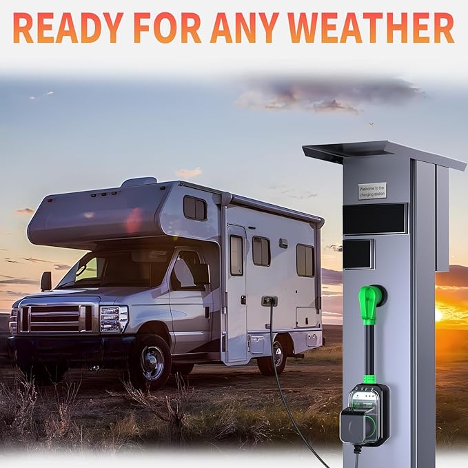 GEARGO RV Surge Protectors 30 Amp, 12000 Joules RV Circuit Analyzer, IP68 Surge Voltage Protection, RV Adapter Plug for Camper (Green)