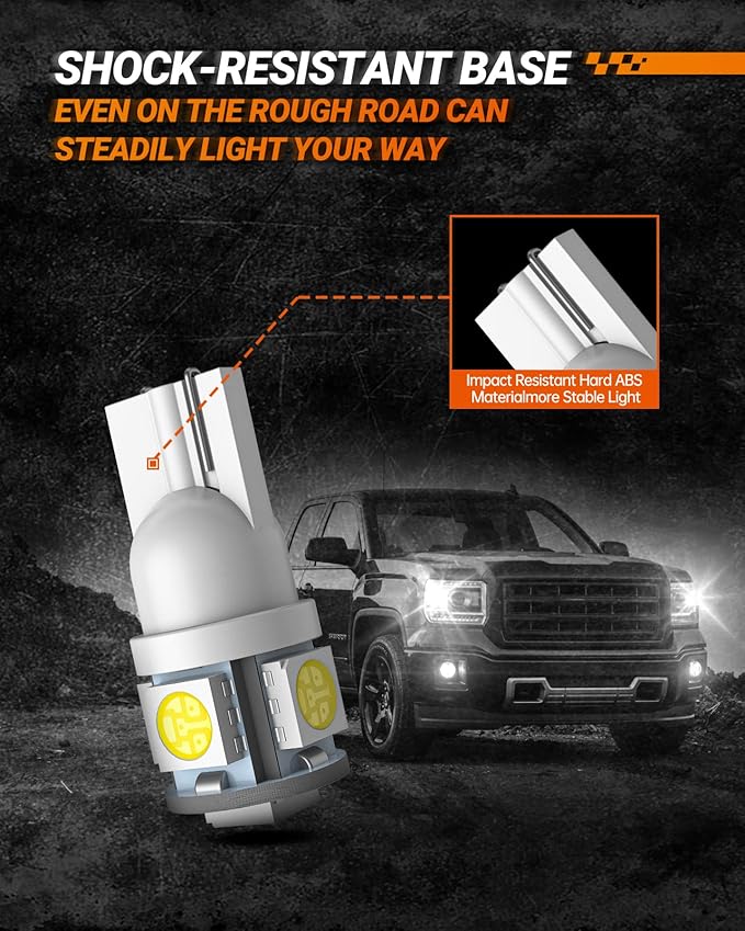 SEALIGHT 194 LED Bulbs, 168 W5W 2825 LED Bulb 6000K White Super Bright Replacement for License Plate Light, Dome Light, Map Light,Courtesy Light (Pack of 10), Automotive Parking Light Assemblies