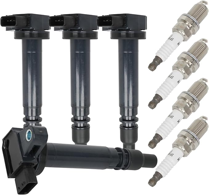 ECCPP 4 ignition coils with 4 iridium Spark Plugs,UF323,coils packs,for Toyota,for Tacoma 2000 2001 2002 2003 2004,for 4Runner 2000,2.4L 2.7L,UF323 C1305 5C1304