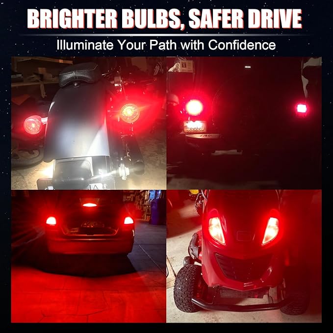 iBrightstar 1157 LED Bulb Red, BAY15D 2057 2357 7528 LED Brake Light Bulbs Super Bright for Rear Brake Lights and Tail Lights, 2 Pack