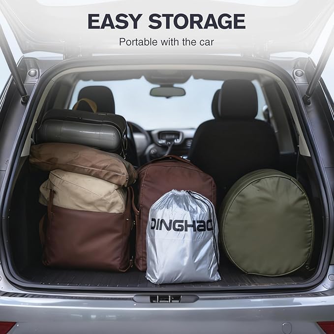 DINGHAO Car Cover Waterproof All Weather with Hot Stitching for Automobiles,6 Layers Outdoor Full Exterior Cover Sun UV Rain Snow Wind Protection Fit for 201"(201 * 75 * 59 inch) Sedan