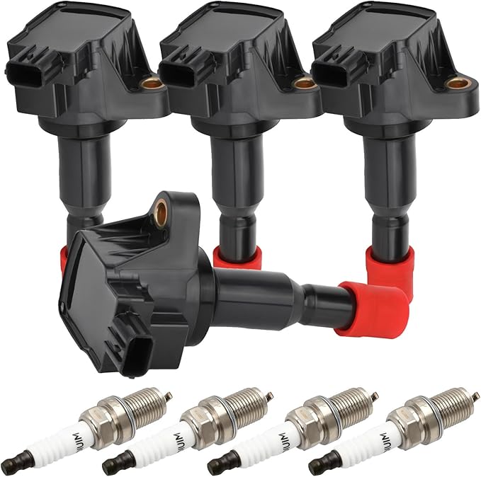 ECCPP UF581 4 ignition coils with 4 iridium Spark Plugs 4272,coils packs,for Honda Fit 1.5L 2007-2008,UF-581,30520-PWC-003,UF581,30520PWC003,NGK94279,94279