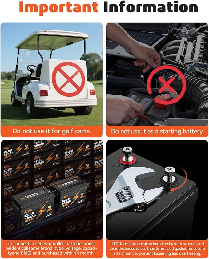 12V 300Ah LiFePO4 Lithium Battery- BCI Group 31, Deep Cycle RV LiFePO4 Battery with Low-Temp Protection, 100A BMS, 3840Wh, Max.15000 Cycles, 10-Year Lifespan for RV, Solar, Trolling Motor, Marine