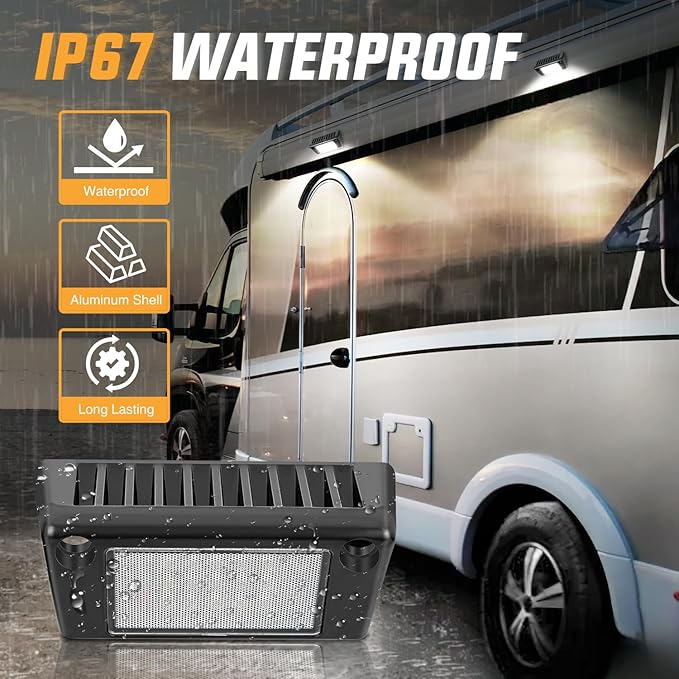 Nilight RV Exterior Light 2PCS 5 Inch Porch Lights White Beam 12V 24V LED Scene Cargo Lighting Black Aluminum Housing for RVs Trailers Travel Campers 5th Wheels Motorhome SUV Truck