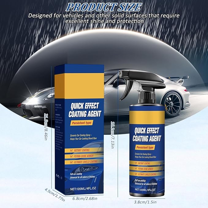 2PCS Advanced Car Quick-Acting Coating Agent Spray, Quick Effect Coating Agent for Shine & Protection,Car Scratch Wax Coating Spray,Oil Film Emulsion Glass Cleaner