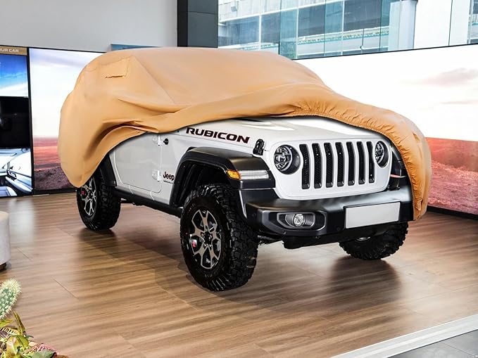 Heavy Duty Outdoor Car Cover Custom Fit for Jeep Wrangler 2 Door, Windproof All Weather Waterproof Sun Rain UV Dust Snow Protection Outdoor Car Covers