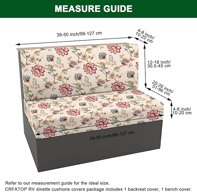 CRFATOP 2 Sets RV Dinette Cushion Covers Printed Camper Cushion Slipcover Stretch 2 Seat Sofa Chair Cover Furniture Protector for RV Camper Car Bench 2 Backrest Covers & 2 Bench Covers,44