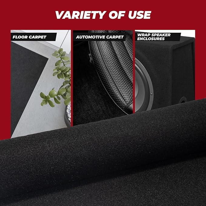 Bbox Black Carpet Non-Woven Fabric | Length: 72 inch (6 ft.), Width: 120 inch (10 ft.) | for Speaker Sub Box Carpet Home, Auto, RV, Boat, Marine, Truck & Car Trunk Liner
