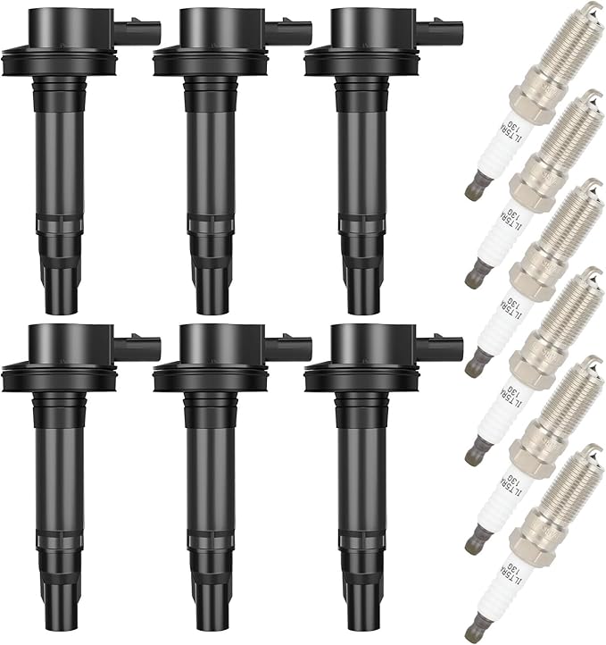 ECCPP UF553 6 ignition coils with 6 iridium Spark Plugs for ford for Lincoln Edge Flex F150 Explorer Fusion Taurus MKS MKX MKZ CX-9 3.5L 3.7L V6 2007-2017 DG-520 UF553 UF-553