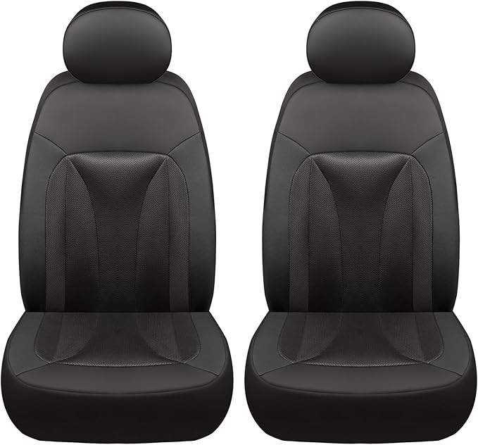 GIANT PANDA 2 Pcs Front 3D Air Mesh Car Seat Cover Custom Fit Ford F150 F250 F350 F450 SuperCrew/Crew Cab Pickup Trucks, Breathable Cooling Seat Protector with Composite Sponge Inside (Black)