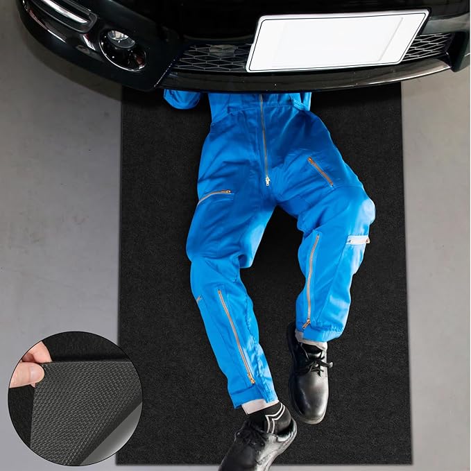 Golener Oil Spill Mat - Garage Floor Mat, Absorbent Oil Pad, Premium Maintenance Mat, Waterproof, Contain Liquid, Protect Garage Surface from Spill & Stain, Reusable, Washable, Durable, Black, 36”x59”