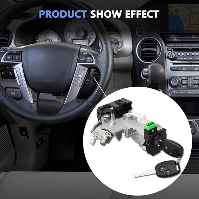 RAMATA 06351-SZA-A01 Ignition Switch Lock Cylinder with Key (with Blank Chip) Compatible with 2009 2010 2011 2012 2013 2014 2015 Honda Pilot, Replace # 72185-SZA-A01(Ignition Chip: 46,Frequency: 315Hz