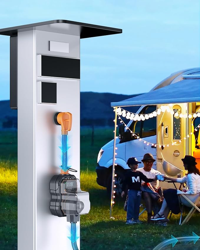 GEARGO RV Surge Protectors 30 Amp with Smart LED Display, 12000 Joules RV Circuit Analyzer Waterproof with High/Low Voltage Protection, RV Adapter Plug for Camper