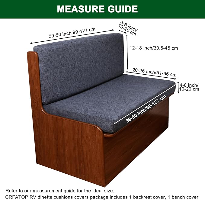 CRFATOP 2 Sets RV Dinette Cushion Covers Printed Camper Cushion Slipcover Stretch 2 Seat Sofa Chair Cover Furniture Protector for RV Camper Car Bench 2 Backrest Covers & 2 Bench Covers,03