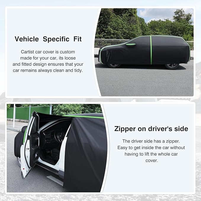 420D Waterproof Car Cover Fits for Nissan Rogue 2008-2025 2026, All Weather Car Covers for Rogue Accessories, Exterior Cover Outdoor with Zipper & Reflective Strips