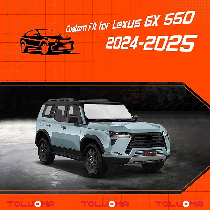 Custom Fit Windshield Sun Shade for Le-xus GX 550 2024-2025 - Full Coverage, 210T Reflective Fabric, Double-Layer Design - Blocks 99% UV Rays, Keeps Car Cool, Easy to Install and Store