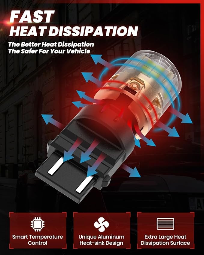 LASFIT L2 3157 LED Bulbs Reverse Light, 2025 Upgraded 500% Super Bright 6000K Xenon White, 3156 3056 3057 3047 4114 4157 4057 LED Lights with Projector for Backup, DRL, Replacement Lamp, 2pcs(White)