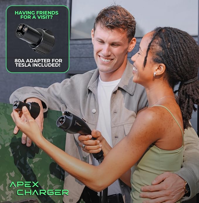 MACH 2:Fast Level 2 EV Charger 48 amp Garage-pro Wall-Mount. Hardwired EVSE Electric Vehicle Charging Station. J1772 car Connector. Key Accessories: 30ft Cable & Tesla NACS evse Portable Adapter