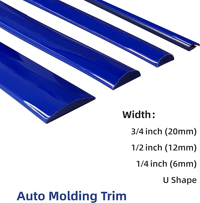 16Ft Dark Blue Car Motor Bike Self-Adhesive Exterior and Interior Molding Trim Universal Dashboard Bumper Window Door Body Side Decorative Strip Scratch-Proof (Width: 3/4 inch (20mm))