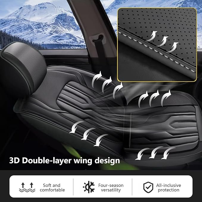 YORKNEIC Fit for Jeep Renegade Seat Covers Full Set 2015-2023 2024: 5 Seats Waterproof Leather Car Seat Covers Protector (2 Row 5 Seat, Black)