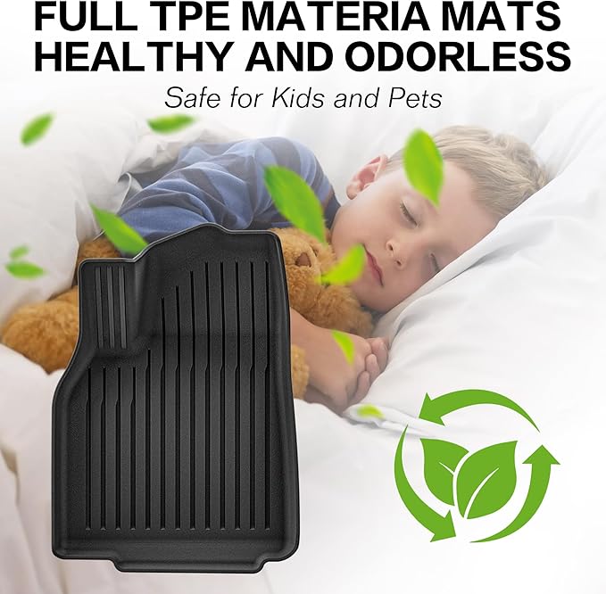 2025 New Tesla Model Y Juniper Floor Mats 5-Seater, Set of 6 All Weather TPE Waterproof Anti-Slip Front & Rear Trunk Mats Cargo Liners (ONLY for Tesla Model Y Juniper)